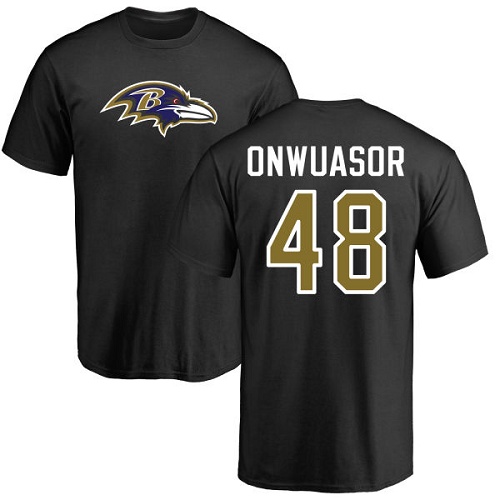Men Baltimore Ravens Black Patrick Onwuasor Name and Number Logo NFL Football #48 T Shirt->nfl t-shirts->Sports Accessory